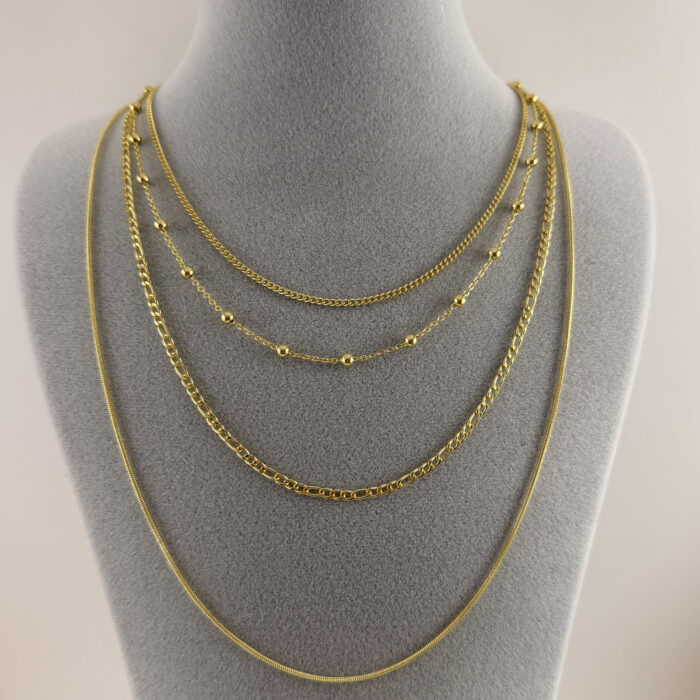 4 ZINCIRLI CELIK KOLYE (60+5 CM)