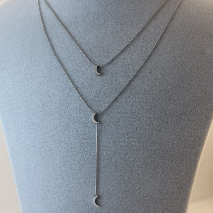 CIFT ZINCIRLI ÇELIK KOLYE (45+5 CM)