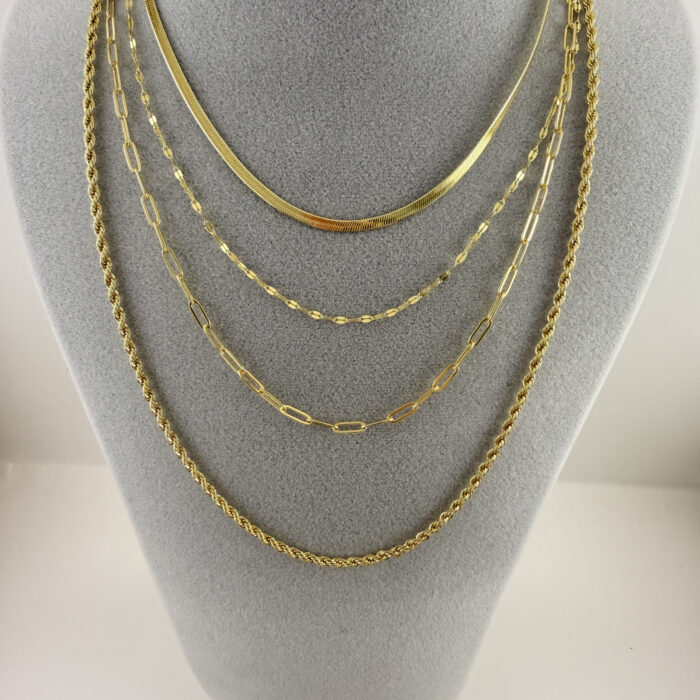 4 ZINCIRLI ÇELİK KOLYE (60+5 CM)