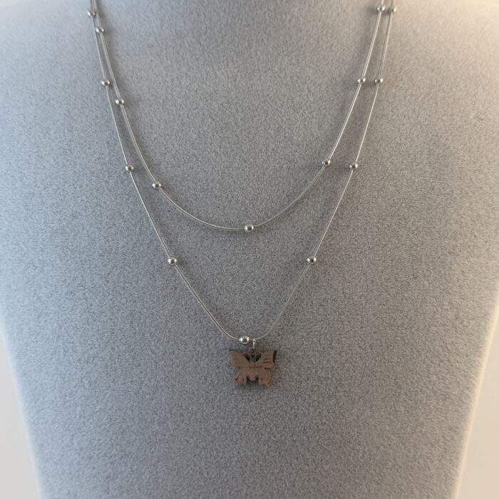 CIFT ZINCIRLI ÇELIK KOLYE (45+5 CM)