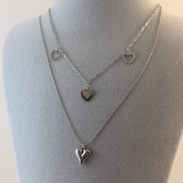 CIFT ZINCIRLI ÇELIK KOLYE (45+5 CM)