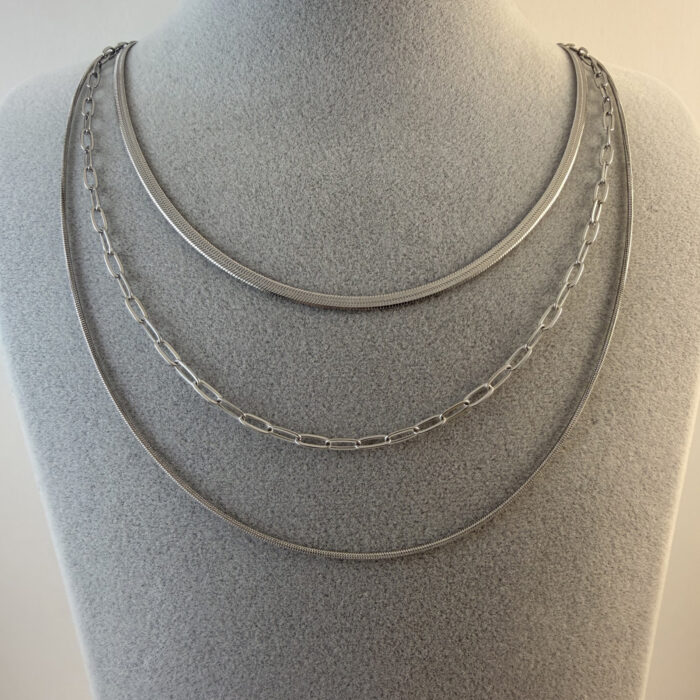 3 ZINCIRLI ÇELIK KOLYE (55+5 CM)