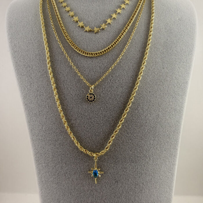 4 ZINCIRLI ÇELİK KOLYE (60+5 CM)