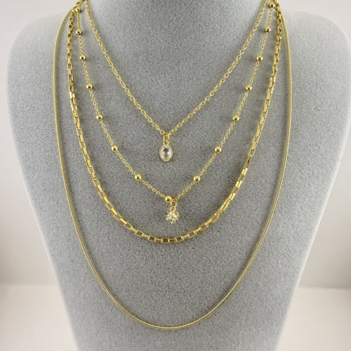 4 ZINCIRLI ÇELİK KOLYE (60+5 CM)