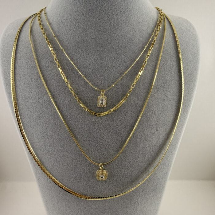 4 ZINCIRLI ÇELİK KOLYE (60+5 CM)