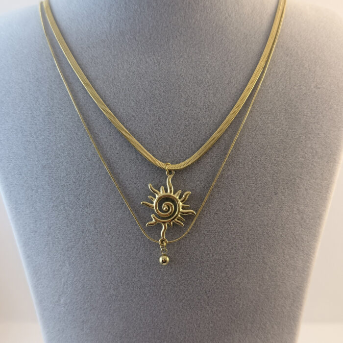 CIFT ZINCIRLI ÇELIK KOLYE (45+5 CM)