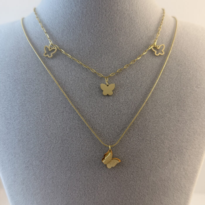 CIFT ZINCIRLI ÇELIK KOLYE (45+5 CM)