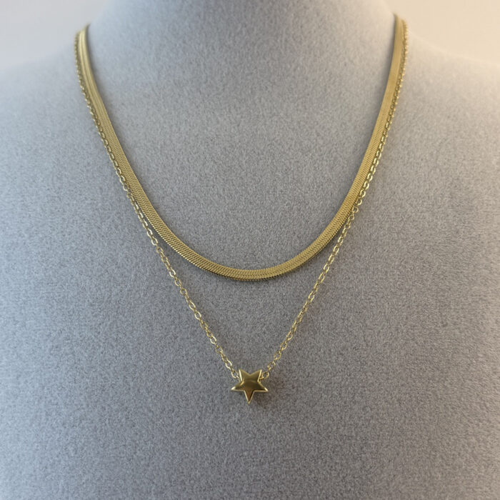 CIFT ZINCIRLI CELIK KOLYE (45+5 CM)