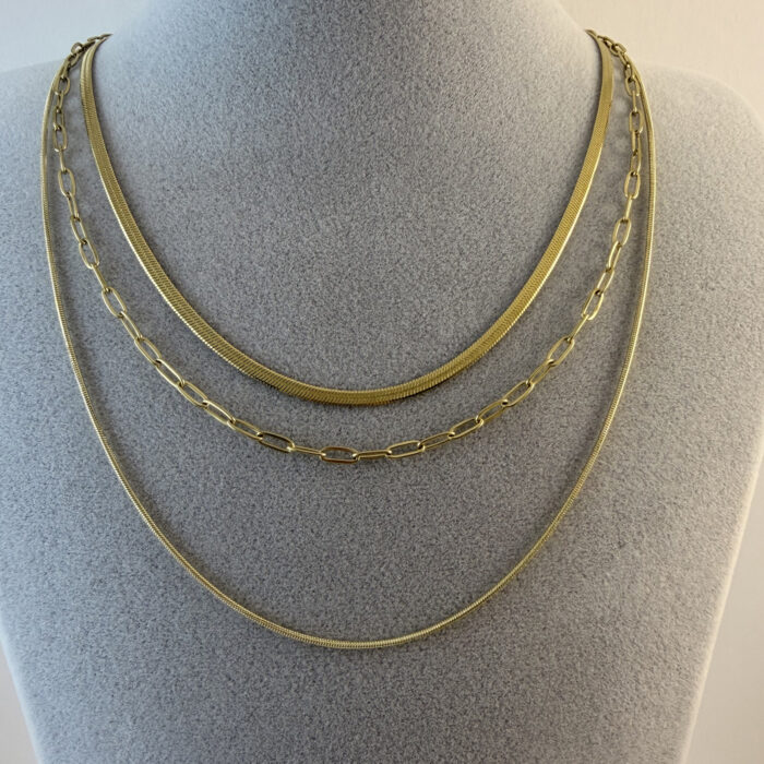 3 ZINCIRLI ÇELIK KOLYE (55+5 CM)